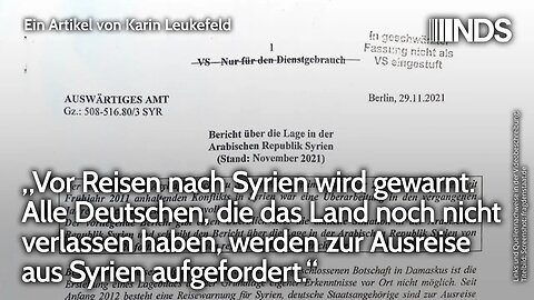 „Vor Reisen nach Syrien wird gewarnt.“ Deutsche werden zur Ausreise aufgefordert | K. Leukefeld NDS