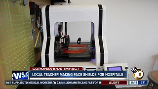 Local teacher making face shields for hospitals