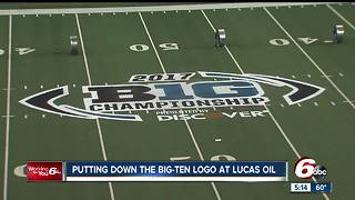 Big Ten logo painted at Lucas Oil Stadium in downtown Indy