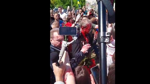 Poland: Russian ambassador was doused in red paint at a WW2 wreath-laying ceremony