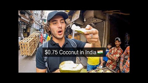 $0.75 Coconut in Old Delhi, India 🇮🇳