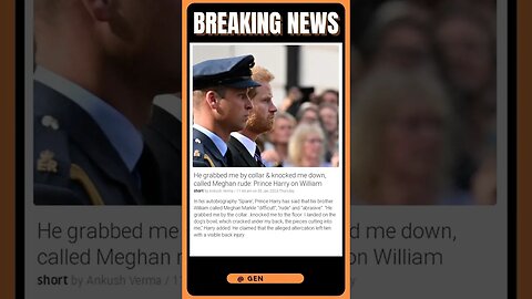 Prince Harry Slams William: "He Knocked Me Down and Called Meghan Rude!" | #shorts #news