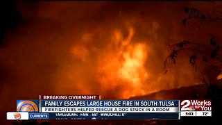 Family escapes large house fire in south Tulsa