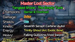 Destiny 2 Master Lost Sector: The Empty Tank on the Tangled Shore 11-24-21