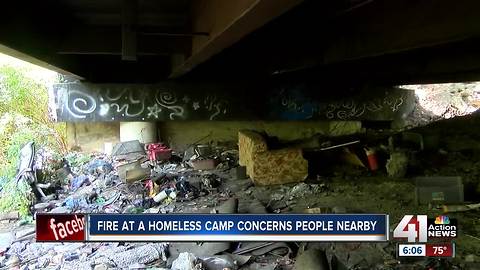 Fire at homeless camp concerns people nearby