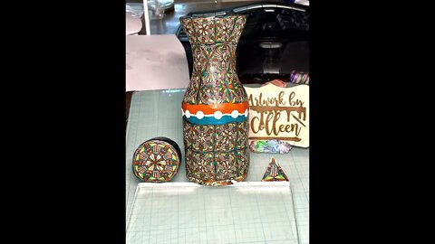 Vase covered with Fall Kaleidoscope cane @Artwork By Colleen