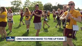 Central Michigan marching band performing on Monday Night Football