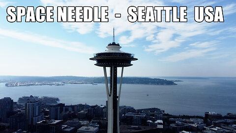 The Seattle Space Needle - Drone View - Seattle USA