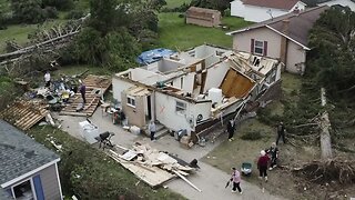 aftermath of a tornado that touched down in Gaylord, Michigan