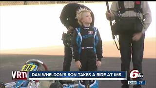 Dan Wheldon's 9-year-old son drives on IMS front straightaway