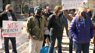 Educators, students protest layoffs, class cuts at Marquette University