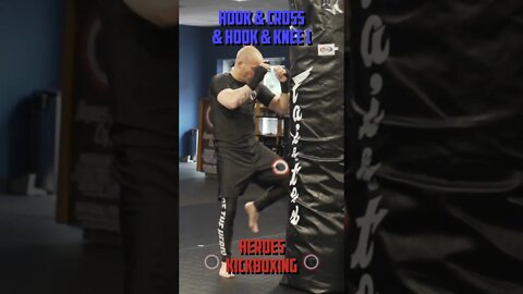 Heroes Training Center | Kickboxing "How To Double Up" Hook & Cross & Hook & Knee 1 BH | #Shorts