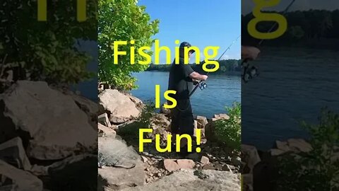 Fishing Is Fun! I'll Take A Drum! Fishing at the TVA Dam in Guntersville, AL #shorts