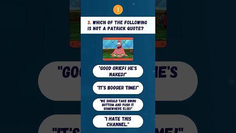🍍 QUIZ_SPONGEBOB: Which of the following is NOT a Patrick quote? #spongebob #quiz #shorts