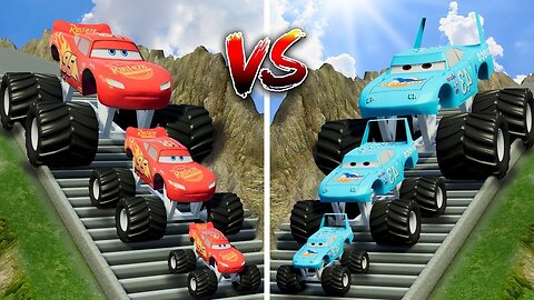 Big & Small Monster Truck King Dinoco vs Big & Small Monster Truck Mcqueen BeamN