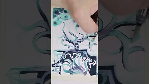 Ancient Building Part 3 | Dark lines and Gel pen #abstract #Doodle #painting #timelapse #gelpen #ink