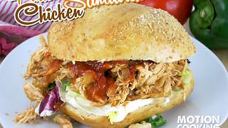 Mouthwatering pulled chicken sandwich