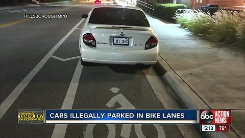 Drivers seen illegally parking in bicycle lanes, on sidewalks throughout Tampa