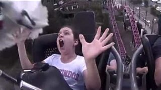 Bird collides with girl on roller coaster