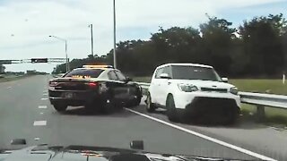 Florida Highway Patrol Trooper Performs a Triple PIT Maneuver To Apprehend Felon in Orange County