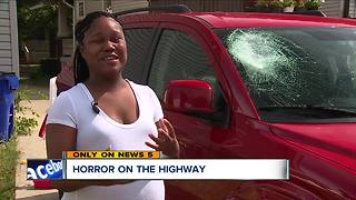 Pregnant mom terrified after rock crashes through her windshield on Interstate 90 near West 117th
