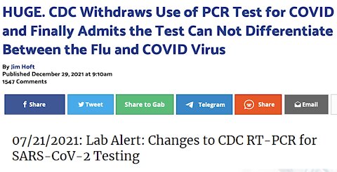 HUGE. CDC Withdraws Use of PCR Test for COVID...