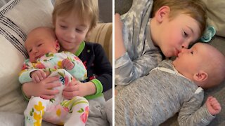 Sweet Little Boy Loves His New Role As Big Brother