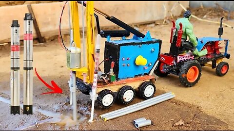 diy tractor mini borewell drilling machine 🔥😱| science project | submersible water pump