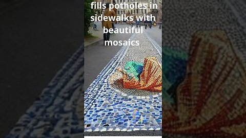 A French artist fills potholes in sidewalks with beautiful mosaics while people sleep #shorts