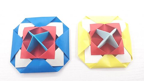 Origami paper fun ufo table top spinner toy with Sky
