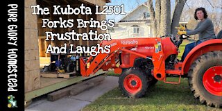 Kubota L2501: A Comedy On Moving A Pallet Of Stuff Using The Forks