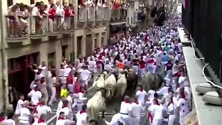 Participants gored during Running of the Bulls