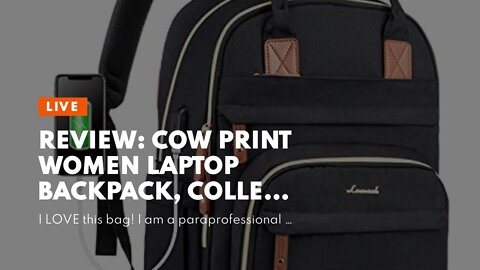 Review: Cow Print Women Laptop Backpack, College School Backpack Bookbag 15.6 Inch Computer Bac...