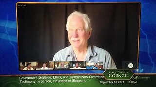 "I love hearing conspiracy theories" Maui Gov Ethics Transparency Committee 9-18-23 Testifier 9