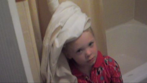 Little Girl Gets Her Hair Stuck In Shower Curtain
