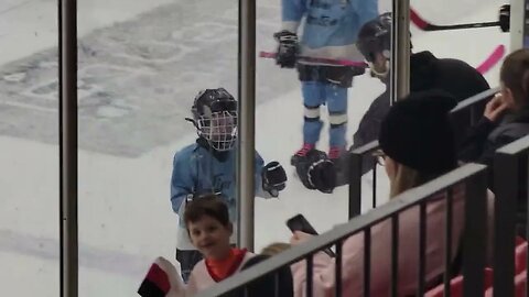 Dom's Timbits team playing hockey during first intermission of a Truro Junior 'A' Bearcats Game!