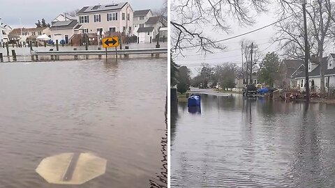 Street in New Jersey gets totally flooded after storm