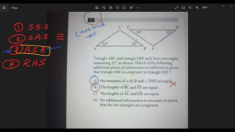 official SAT Test No09 Section 3 (Geometry Problem)