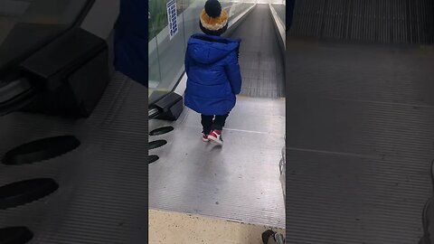 Cute baby on escalator. FAST SPEED. #viral #trending #shorts #cute #fast #funny