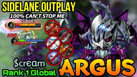 100% Nobody Can Stop Me! Argus Perfect Sidelaner - Top 1 Global Argus - MLBB