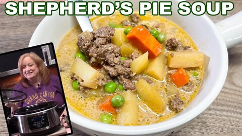 Crockpot SHEPHERD'S PIE SOUP, A Ground Beef Soup Recipe