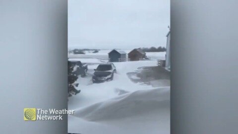 Impressive snowdrifts in Saskatchewan, considering it's now spring