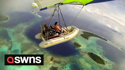 Australian piloted a hand-built flying boat to get the perfect snaps