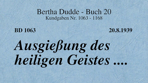 BD 1063 - AUSGIEßUNG DES HEILIGEN GEISTES ....