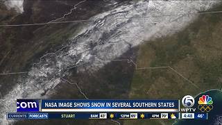 NASA image from space shows snow coverage areas of southern U.S.