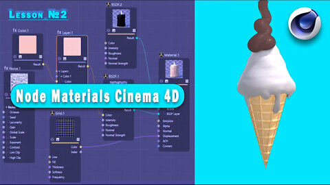NODE MATERIALS Cinema 4D / Ice cream / Узловой Материал в Сinema 4D/ Мороженое