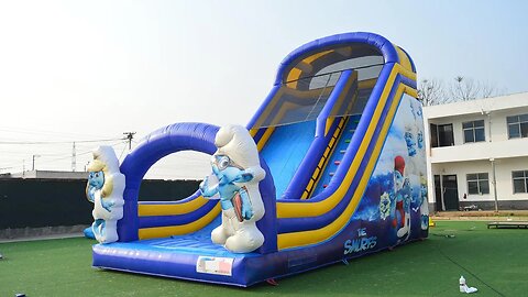 #factory bounce house#factory slide#bounce #bouncy #castle #inflatable #factory Smurf Dry Slide