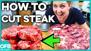 HOW TO CUT A WHOLE RIBEYE INTO STEAKS | Easy Way to cut steak and How to use a whetstone