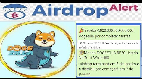 【Airdrop DOGEZILLA】Receba 4 quatrilhões de Token DOGEZILLAR | Por Refer. 500 trilhões | #Crypto