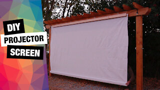 MASSIVE DIY $45 Backyard Projector Screen | No Cuts Required | Minimum Tools for Outdoor Projector